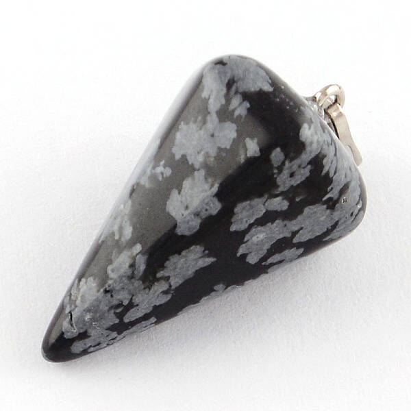 Natural Snowflake Obsidian Stone Pendants with Platinum Plated Iron Findings