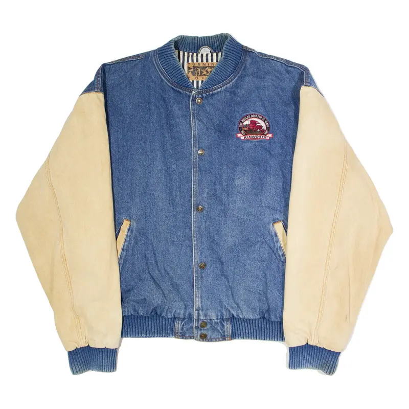TURNING POINT Kenworth Trucking Mens Bomber Jacket Blue 90s USA XL