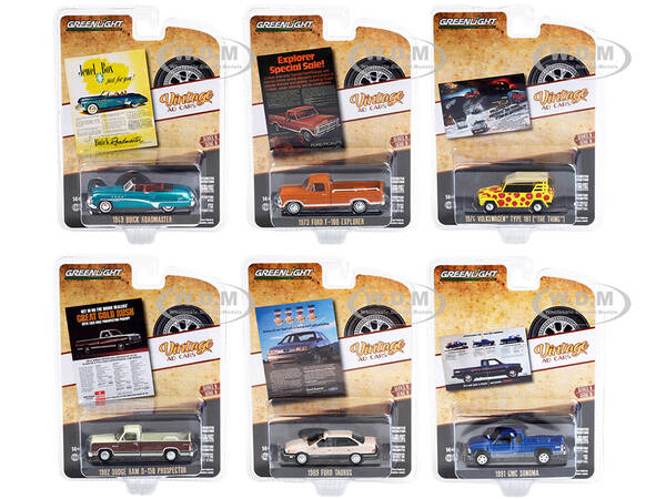 Vintage Ad Cars Set of 6 pieces Series 8 1/64 Diecast Model Cars by Greenlight
