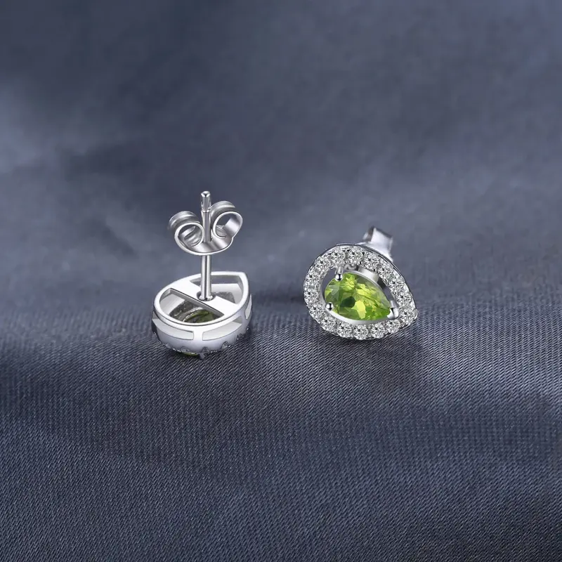 Elegant Pear-Shaped Natural Green Peridot Stud Earrings in 925 Sterling Silver for Women – Perfect Fashion Jewelry for Any ...