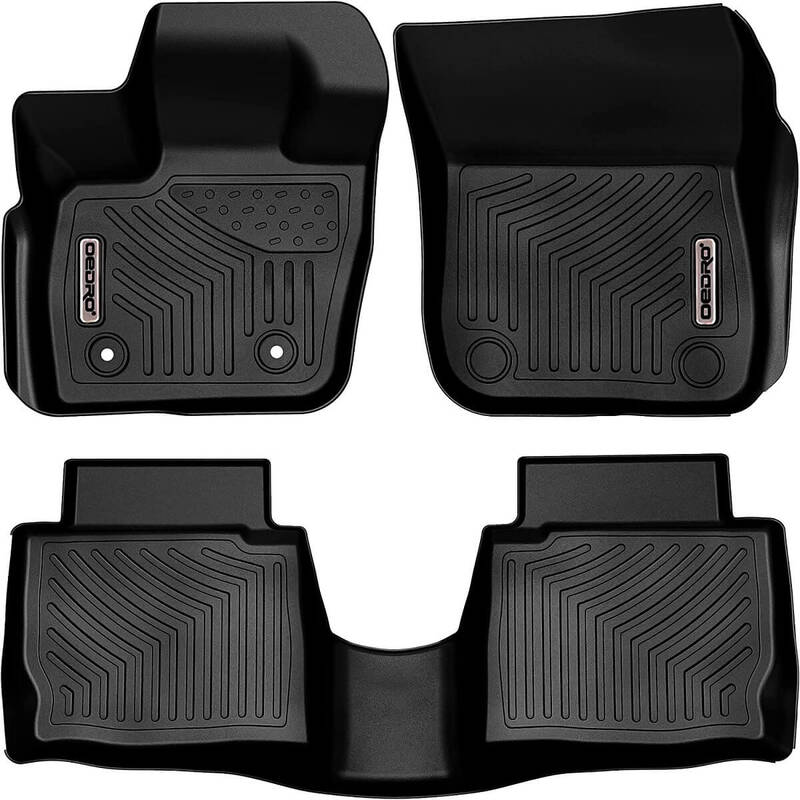 OEDRO Floor Mats for 2017-2020 Ford Fusion/ Lincoln MKZ All Models, Black TPE All-Weather Guard Full Liner Set