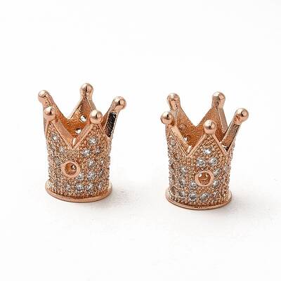 Rack Plating Brass Micro Pave Cubic Zirconia Beads