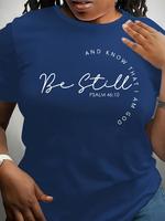 【Plus Size】 Letter Print Round Neck Tee, Fashion Casual Crew Neck Short Sleeve T-shirt for Daily Outdoor Wear, Women Plus...