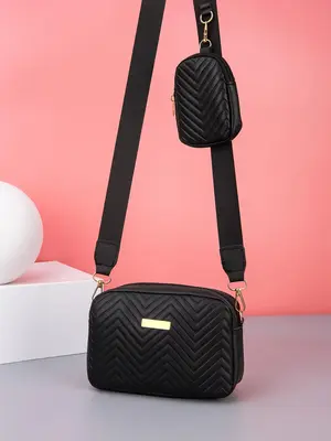 Women's 2025 Summer Trendy Elegant Wave Embossed Zipper Crossbody Bag for Party Outfits, Compact Bag with Coin Purse, Casual ...