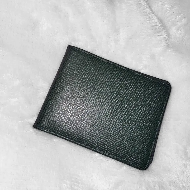 Pre-owned Louis Vuitton MADE IN FRANCE small leather goods GREEN TAIGA BI FOLD WALLET