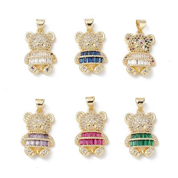 Brass Micro Pave Cubic Zirconia Pendants