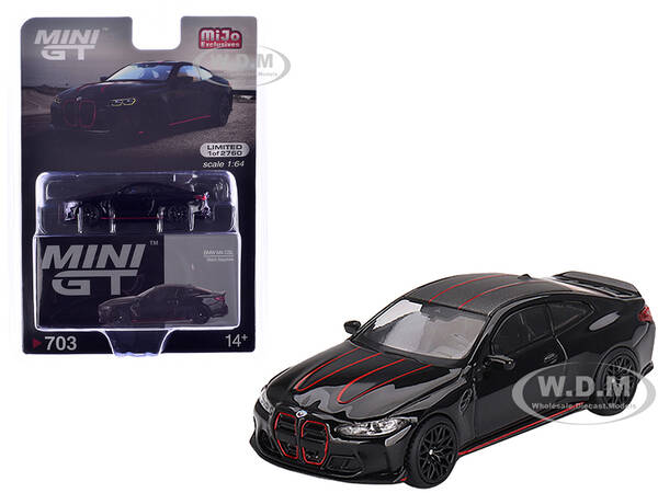 BMW M4 CSL Black Sapphire with Carbon Top and Red Stripes Limited Edition to 2760 pieces Worldwide 1/64 Diecast Model Car by ...