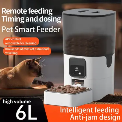 Automatic feeder for cats, 6L large capacity intelligent feeder for cats, timed and quantitative feeder for cats, remote feed...