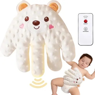 Baby Patting Soothing Palm, Sleepping Soother Patting Toy, Pillow ,Startle Prevention Cartoon Animal Baby Pillow with Red Be...