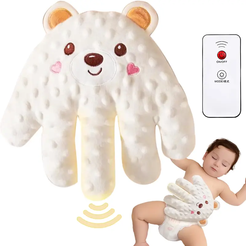 Baby Patting Soothing Palm, Sleepping Soother Patting Toy,  Pillow ,Startle Prevention Cartoon Animal Baby Pillow with Red Be...