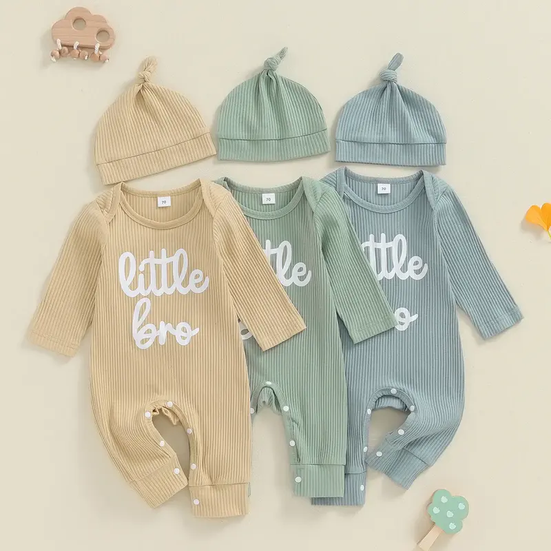 Newborn Baby Boy Clothes Little Brother Romper Jumpsuits 2Pcs Clothing  Lil Bro Set Infant Outfit