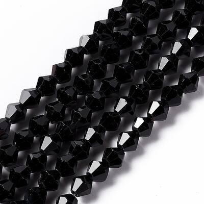 Black Color Faceted Glass Bicone Beads Strands