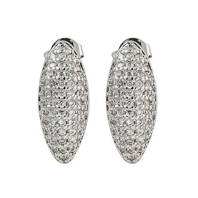 Oval Clear Cubic Zirconia Stud Earrings