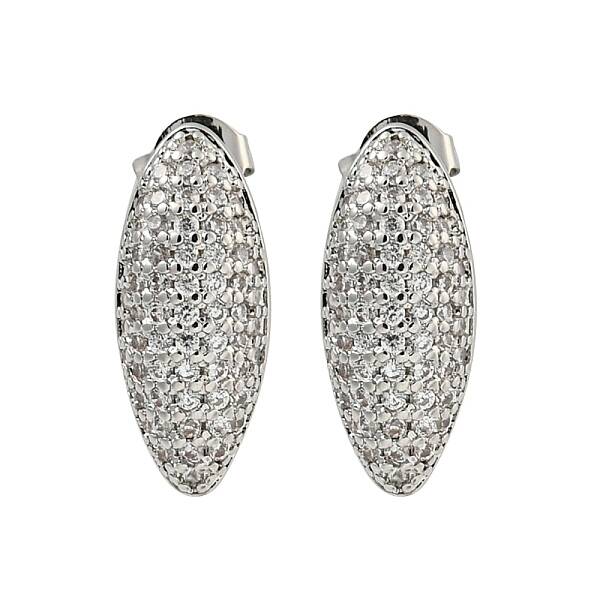 Oval Clear Cubic Zirconia Stud Earrings