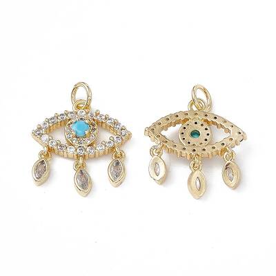 Brass Clear & Cyan Cubic Zirconia Pendants