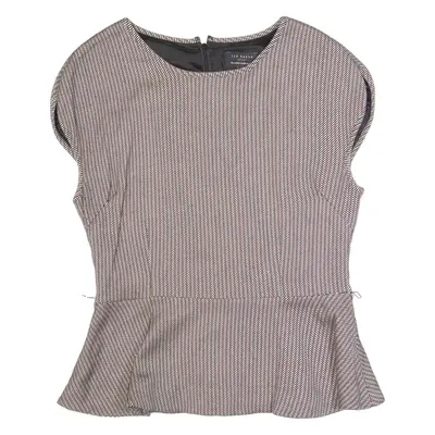 TED BAKER Womens Blouse White Sleeveless Striped L