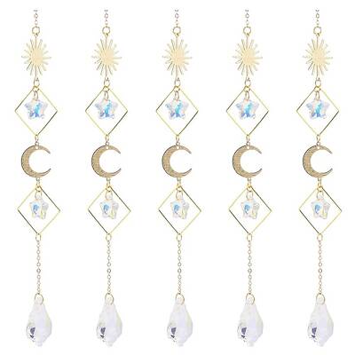 Electroplate Glass Star & Teardrop Window Hanging Suncatchers
