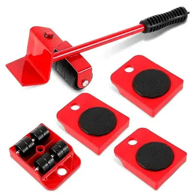 1 Set of 5, Furniture Lifter, 3.9x3.07Move Roller Tools, 1 Set Heavy Duty Furniture Lifter With 4 Sliders, Easily Redesig...