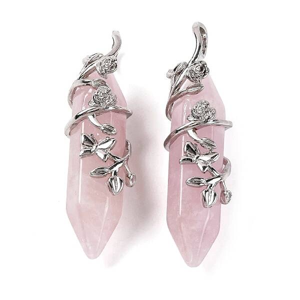 Natural Rose Quartz Double Terminal Pointed Pendants