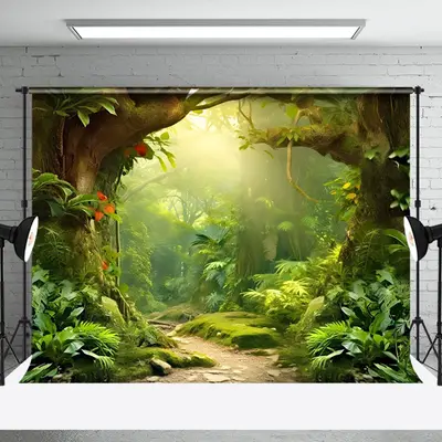 Sunlight Green Plant Path Forest Backdrop For Photo - Aperturee