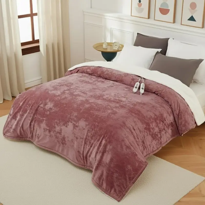 Garvee Queen Size Heated Blanket with Dual Control, Velvet Soft Fast Heating Blankets Queen, 4 Heat Settings & 10H Auto Off, ...