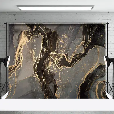Grey Black Gold Mixed Marble Texture Photo Backdrop - Aperturee