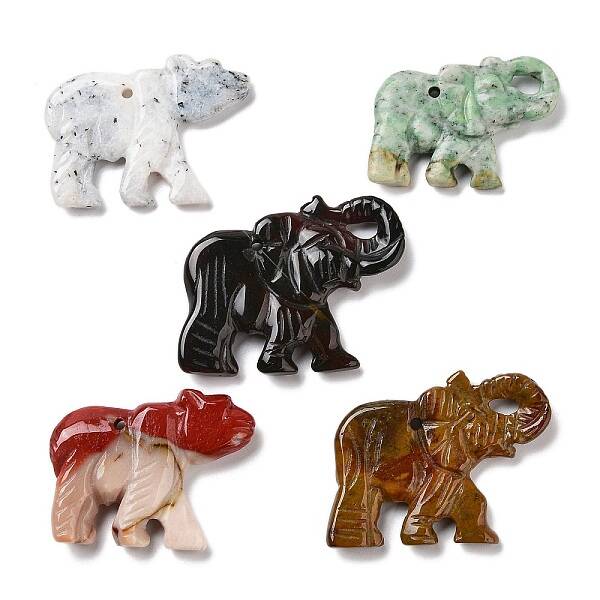 Natural Red Jasper/Unakite/Dyed & Heated Black Agate/Agate Animal Carved Pendants