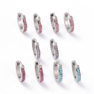 Rhinestone Hinged Hoop Earrings