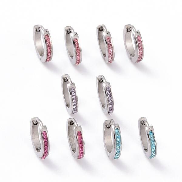 Rhinestone Hinged Hoop Earrings