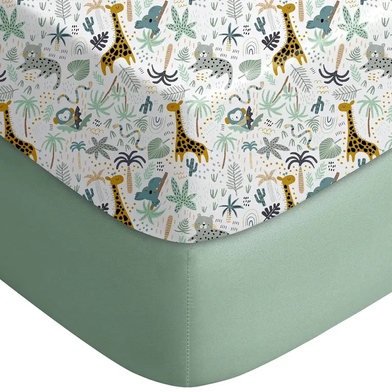 Yoofoss Baby 100% Cotton Crib Sheets for Newborn Boys Girls, Fitted Crib Sheet 2 Pack for Standard Crib and Toddler Mattress,...