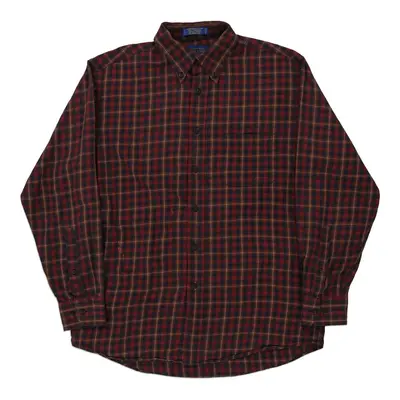 Pendleton Checked Flannel Shirt - Medium Red Wool Blend
