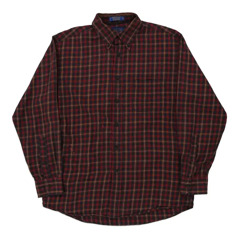 Pendleton Checked Flannel Shirt - Medium Red Wool Blend