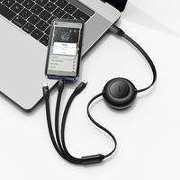 Baseus Retractable 3-in-1 Fast Charging Cable 100W Type-C to Micro USB + Lightning + USB-C