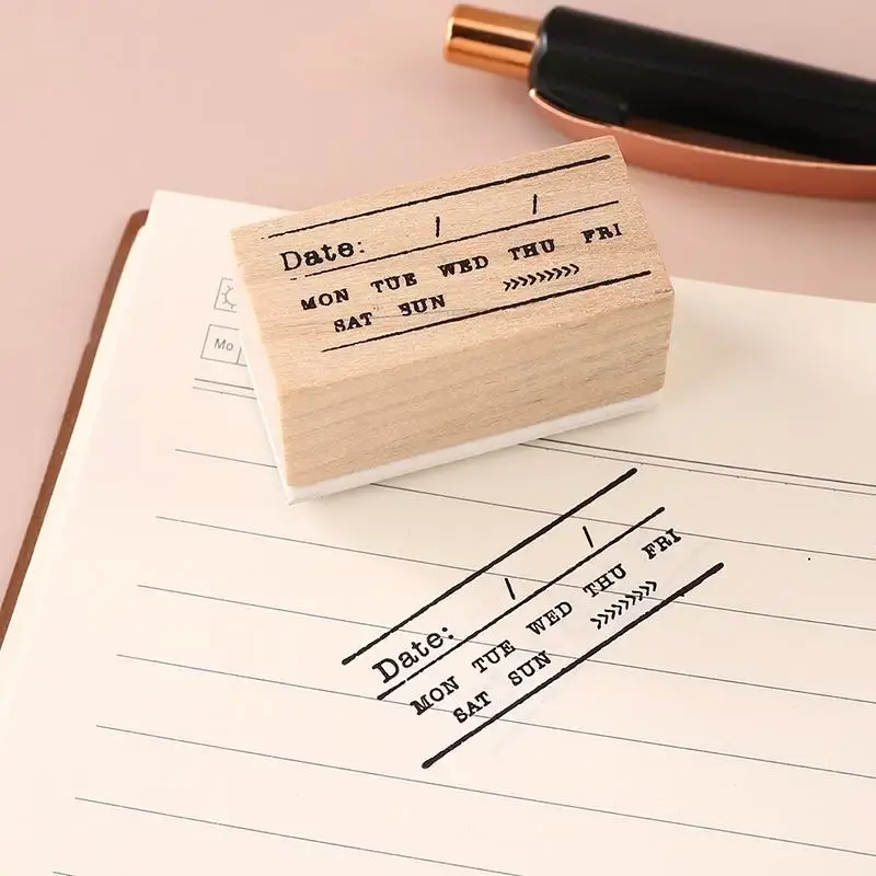 Weekly Letter Graphic Wooden Rubber Stamp, 1 Count Vintage Multi-purpose Wooden Stamp for Office, DIY Craft