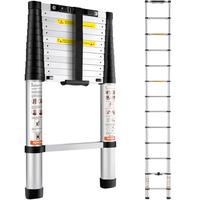 VEVOR Telescoping Ladder, 12.5 FT Aluminum One-button Retraction Collapsible Extension Ladder, 375 LBS Capacity with Non-slip...