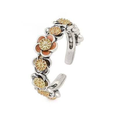 Brass Enamel Open Cuff Rings for Women