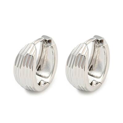 Brass Grooved Hoop Earrings