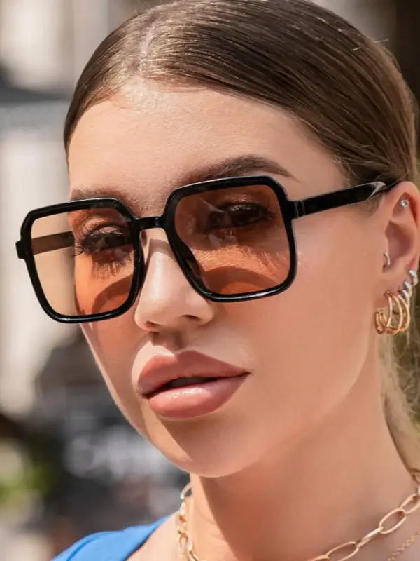 Unisex Simple Style Square Frame Sunglasses, Trendy Casual Sunglasses for Everyday Use, Fashion Accessories for Outdoor Activ...