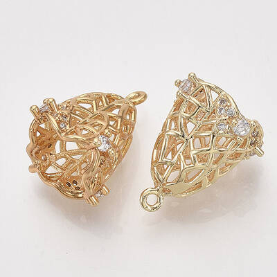 Brass Micro Pave Cubic Zirconia Filigree Bead Cap Bails