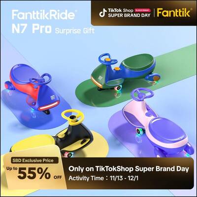 FanttikRide N7 Electric Wiggle Car with Pedal Toddler Tricycle 360 Control 2 in 1 Multiple Music Cool Lights Anti-Tip Ov