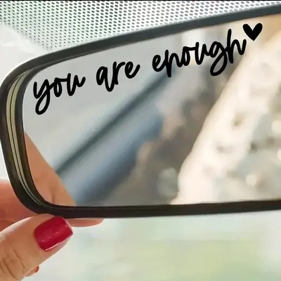 Car Rearview Mirror You Are Enough Sticker, Rearview Mirror Decal Sticker for Cars, Reflective Stickers, Car Accessories, Dec...