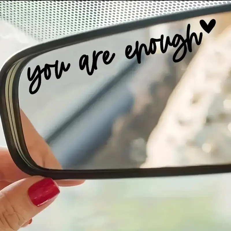Car Rearview Mirror You Are Enough Sticker, Rearview Mirror Decal Sticker for Cars, Reflective Stickers, Car Accessories, Dec...