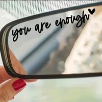 Car Rearview Mirror You Are Enough Sticker, Rearview Mirror Decal Sticker for Cars, Reflective Stickers for Car, Decals for T...