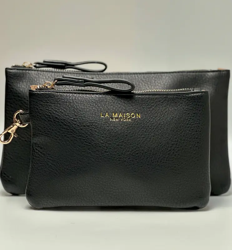 Leather Pouch Set - Clip-on Pouch Gift set ( Black )