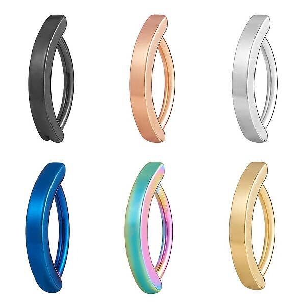 6Pcs 6 Color 304 Stainless Steel Curved Belly Ring Hoop