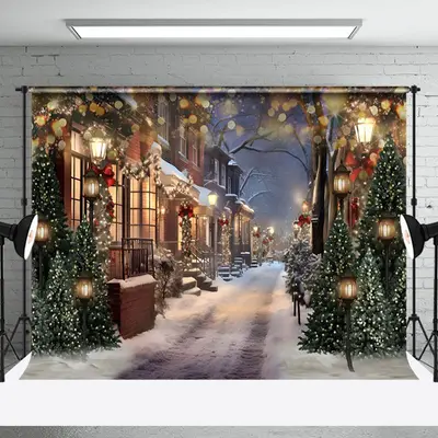Aperturee Winter Night Scene Christmas Photography Backdrop
