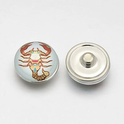 Platinum Tone Half Round/Dome Brass Jewelry Snap Buttons