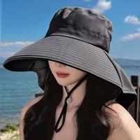 Solid Color Sun Hat with Ponytail Hole, 1/3 Counts Breathable Polyester Fiber Sun Hat, Adjustable Drawstring Closure All-matc...