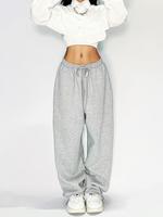 Women's Plain Drawstring Waist Pocket Sweatpants, Casual Loose Pants for Daily Wear, Ladies Bottoms for All Seasons, Womensw...