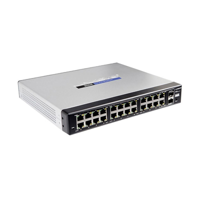 Cisco SR2024C-NA | Compact Linksys 24 x Ports 10/100/1000Base-T + 2 x SFP mini-GBIC Ports Layer 2 Unmanaged 1U Rack-Mountable...